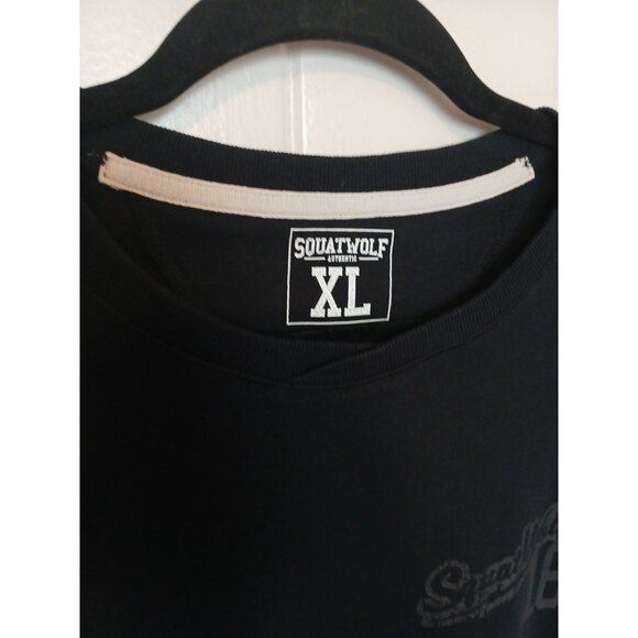Squat Wolf Dry Knit Athletic T Shirt Logo Lifting Tee Mens XL Black Performance - Picture 4 of 13